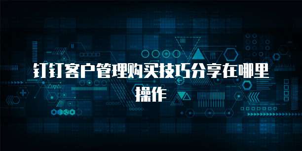 钉钉客户管理购买技巧分享在哪里操作