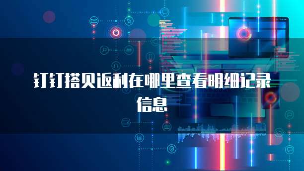 钉钉搭贝返利在哪里查看明细记录信息