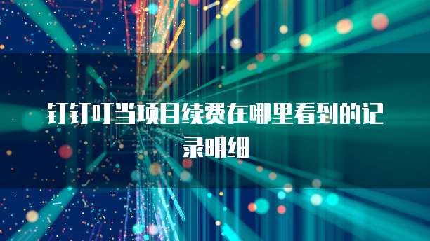 钉钉叮当项目续费在哪里看到的记录明细