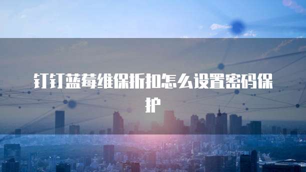 钉钉蓝莓维保折扣怎么设置密码保护