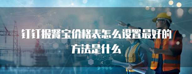 钉钉报餐宝价格表怎么设置最好的方法是什么