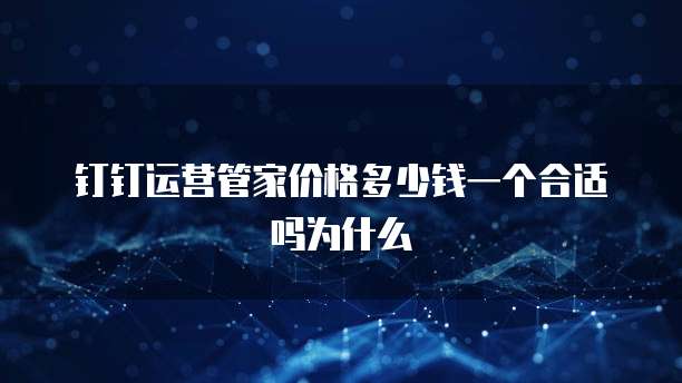 钉钉运营管家价格多少钱一个合适吗为什么