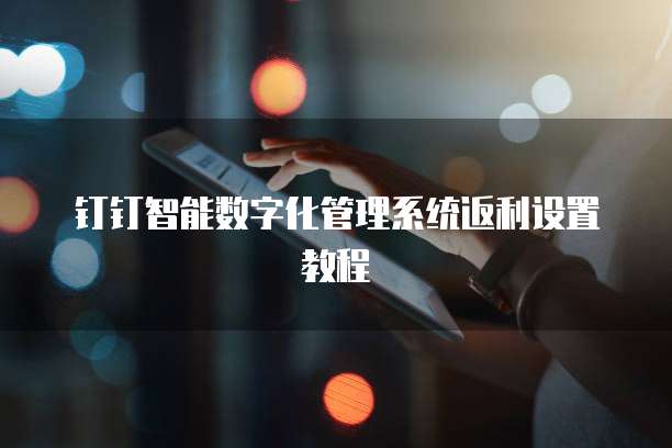钉钉智能数字化管理系统返利设置教程