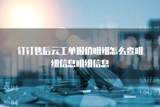钉钉售后云工单报价明细怎么查明细信息明细信息