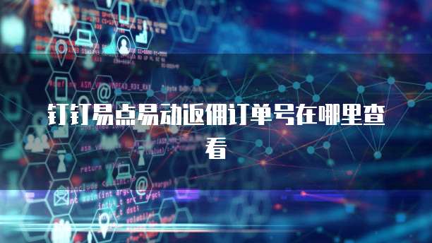 钉钉易点易动返佣订单号在哪里查看