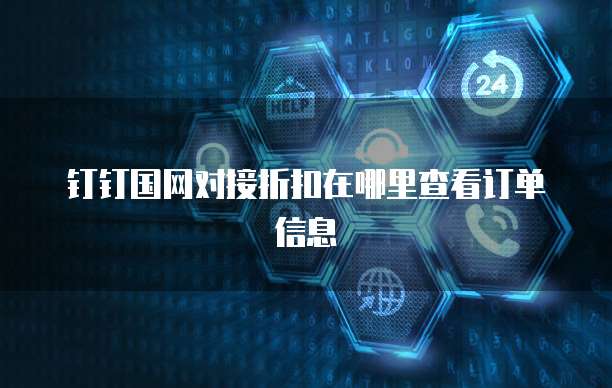 钉钉国网对接折扣在哪里查看订单信息