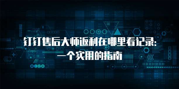 钉钉售后大师返利在哪里看记录:一个实用的指南