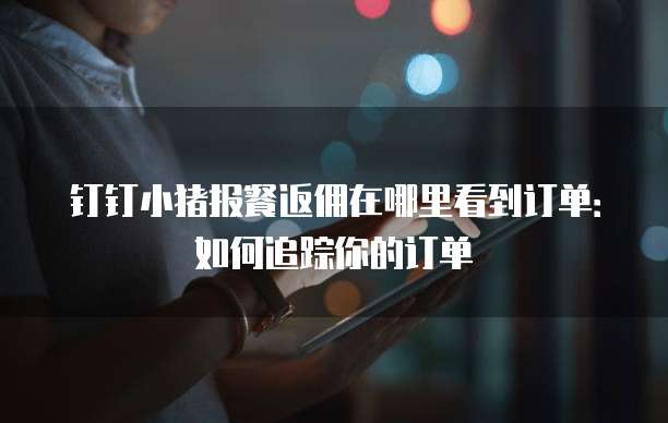 钉钉小猪报餐返佣在哪里看到订单:如何追踪你的订单