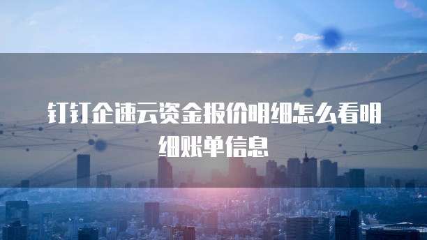 钉钉企速云资金报价明细怎么看明细账单信息