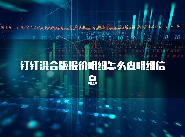 钉钉混合版报价明细怎么查明细信息