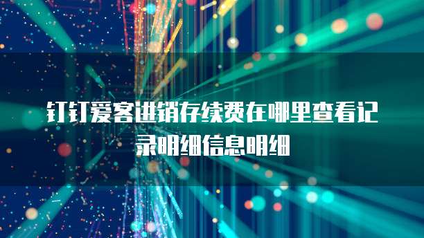 钉钉爱客进销存续费在哪里查看记录明细信息明细