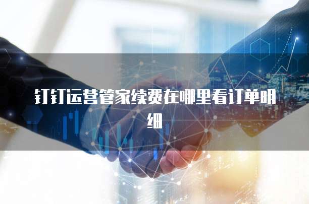钉钉运营管家续费在哪里看订单明细