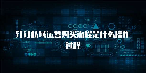 钉钉私域运营购买流程是什么操作过程