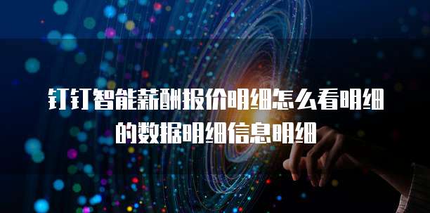 钉钉智能薪酬报价明细怎么看明细的数据明细信息明细