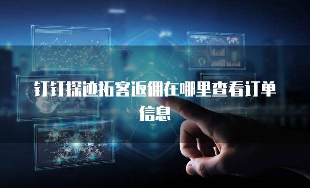 钉钉探迹拓客返佣在哪里查看订单信息