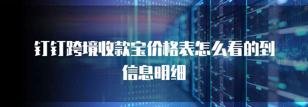 钉钉跨境收款宝价格表怎么看的到信息明细