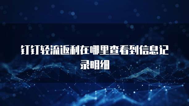 钉钉轻流返利在哪里查看到信息记录明细