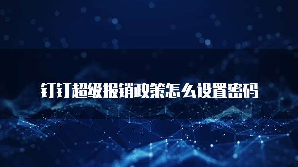 钉钉超级报销政策怎么设置密码
