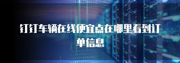 钉钉车辆在线便宜点在哪里看到订单信息