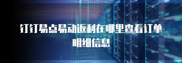 钉钉易点易动返利在哪里查看订单明细信息