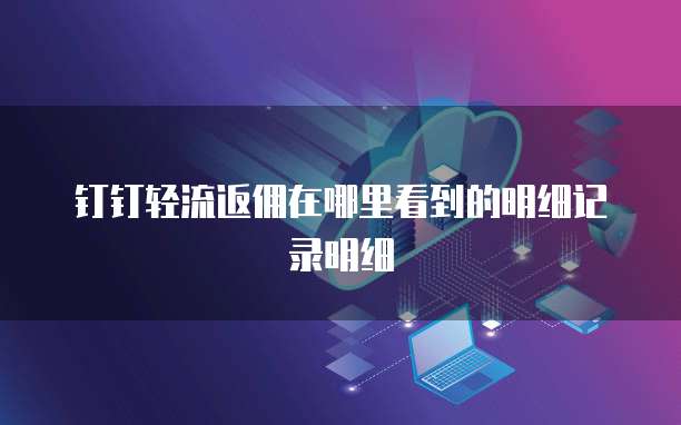 钉钉轻流返佣在哪里看到的明细记录明细