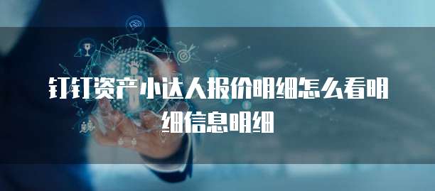 钉钉资产小达人报价明细怎么看明细信息明细