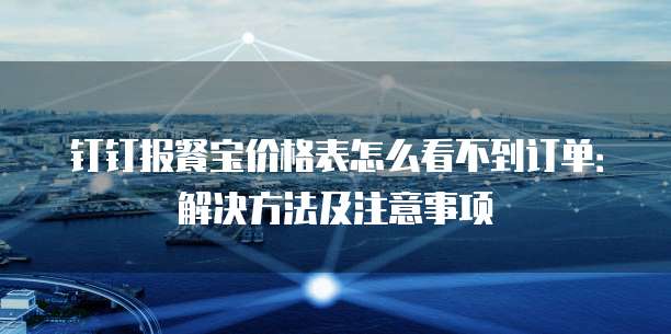 钉钉报餐宝价格表怎么看不到订单:解决方法及注意事项
