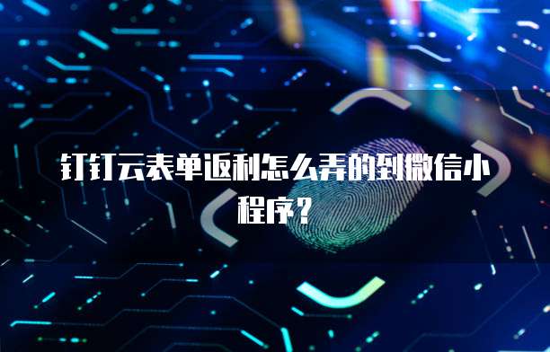 钉钉云表单返利怎么弄的到微信小程序?