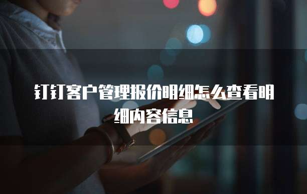 钉钉客户管理报价明细怎么查看明细内容信息