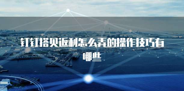 钉钉搭贝返利怎么弄的操作技巧有哪些