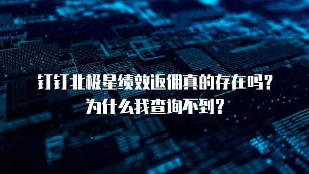 钉钉北极星绩效返佣真的存在吗？为什么我查询不到？
