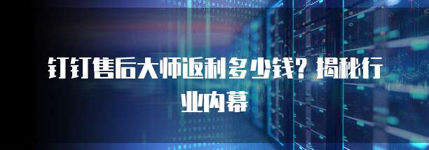 钉钉售后大师返利多少钱?揭秘行业内幕