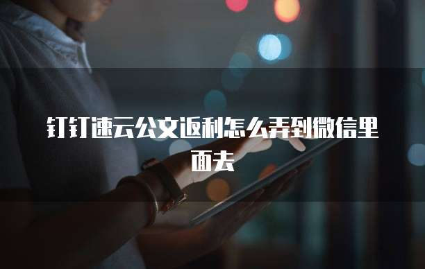 钉钉速云公文返利怎么弄到微信里面去