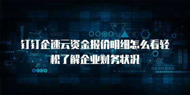 钉钉企速云资金报价明细怎么看轻松了解企业财务状况