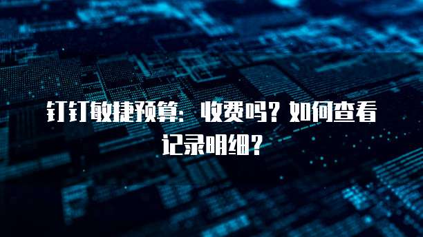 钉钉敏捷预算：收费吗？如何查看记录明细？