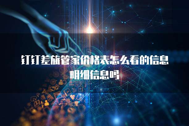 钉钉差旅管家价格表怎么看的信息明细信息吗
