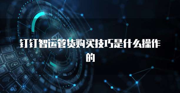 钉钉智运管货购买技巧是什么操作的