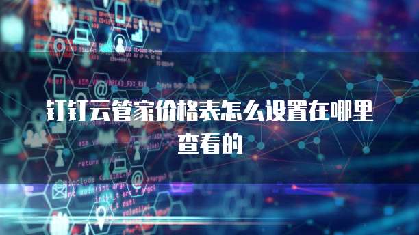 钉钉云管家价格表怎么设置在哪里查看的