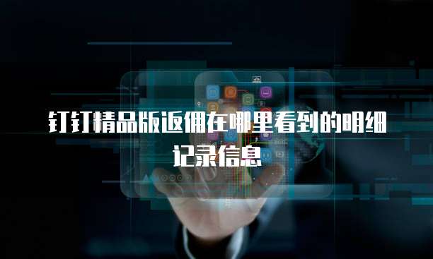 钉钉精品版返佣在哪里看到的明细记录信息