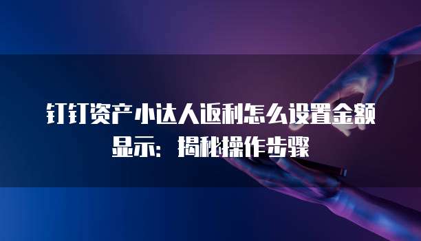 钉钉资产小达人返利怎么设置金额显示:揭秘操作步骤