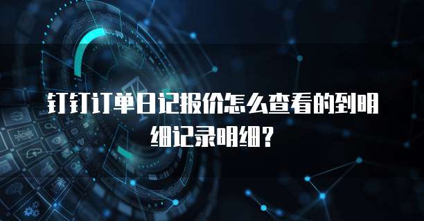 钉钉订单日记报价怎么查看的到明细记录明细？