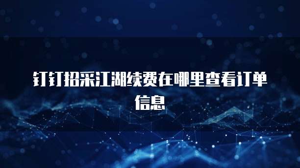 钉钉招采江湖续费在哪里查看订单信息
