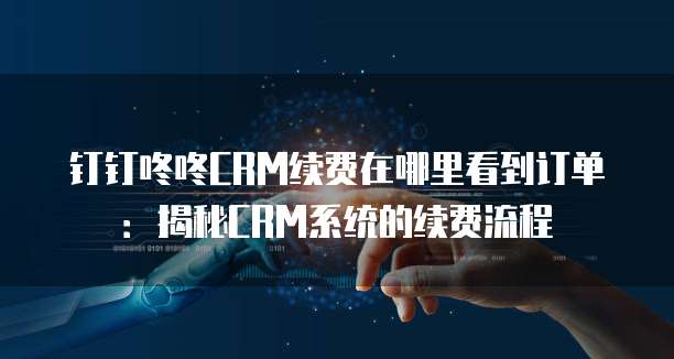 钉钉咚咚CRM续费在哪里看到订单：揭秘CRM系统的续费流程