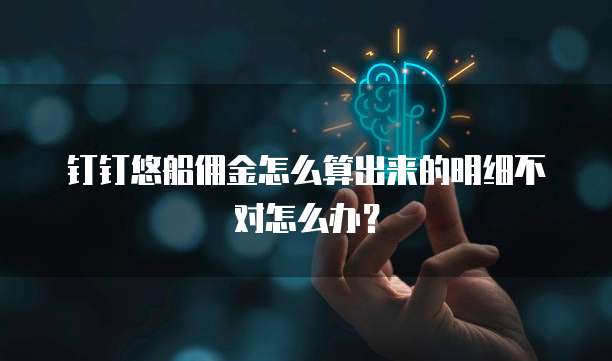 钉钉悠船佣金怎么算出来的明细不对怎么办?