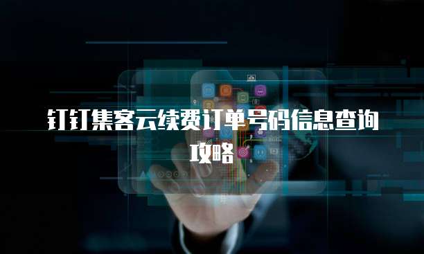 钉钉集客云续费订单号码信息查询攻略