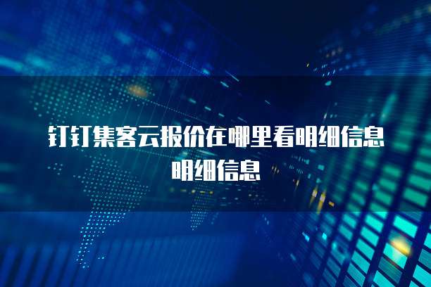 钉钉集客云报价在哪里看明细信息明细信息