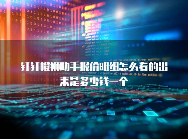 钉钉橙狮助手报价明细怎么看的出来是多少钱一个