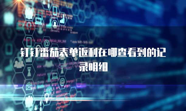 钉钉番茄表单返利在哪查看到的记录明细