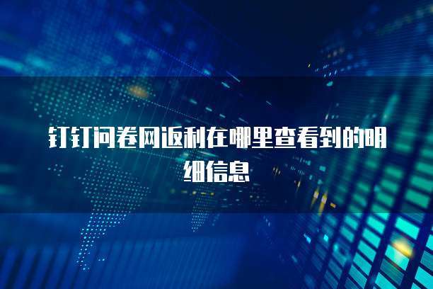 钉钉问卷网返利在哪里查看到的明细信息