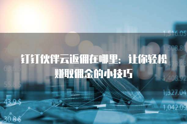 钉钉伙伴云返佣在哪里:让你轻松赚取佣金的小技巧